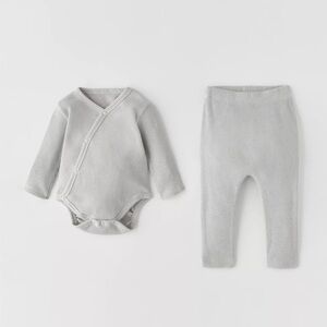 Zara Kids Gray One Piece Set + Onesie 0-3M